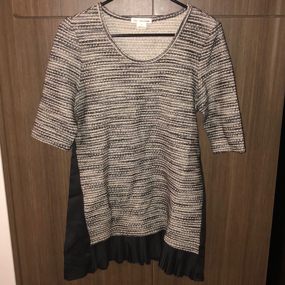 Tweed Black & white mini dress with silver detail